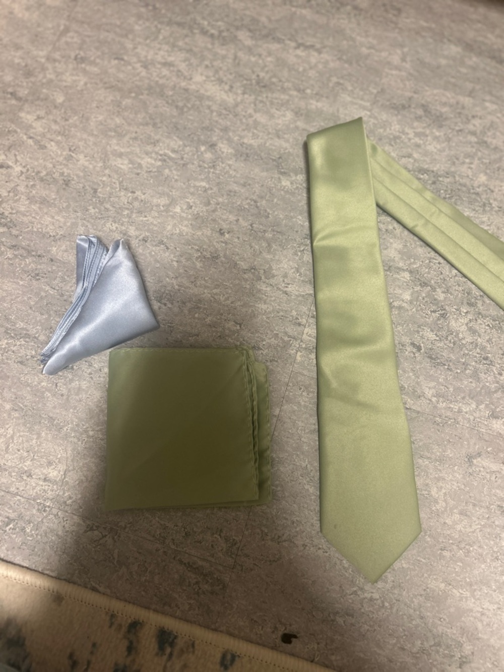 Satin Olive Green Men's Necktie and Pocket Square Set